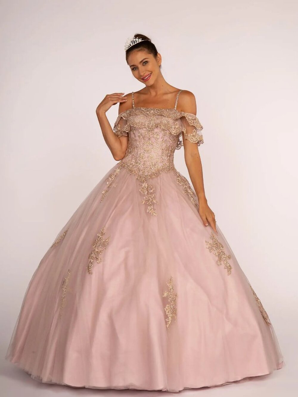 NEW MAUVE Mesh & Embroidered Evening Gown Floor Length GL2510